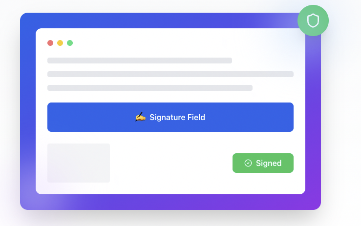 Signly e-signature document with signature field and signed badge
